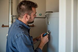Grand Canyon Home Services technician repairing a water heater leak in Peoria AZ