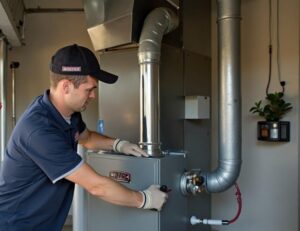 HVAC technician installing new furnace in Peoria AZ home