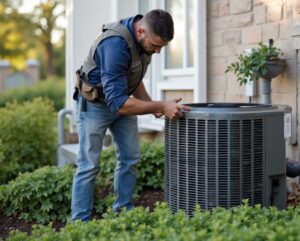 Removing old air conditioner during AC replacement in Peoria AZ