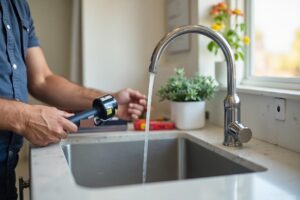 Grand Canyon Home Services plumber repairing a leaking kitchen sink in Peoria, AZ