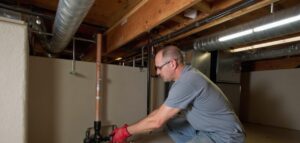 Technician installing residential gas line in Peoria, AZ