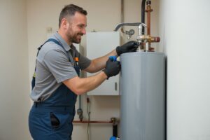 Licensed plumber installing a water heater in Surprise, AZ.