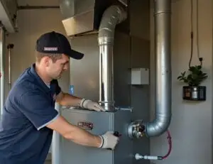 HVAC technician installing new furnace in Peoria AZ home